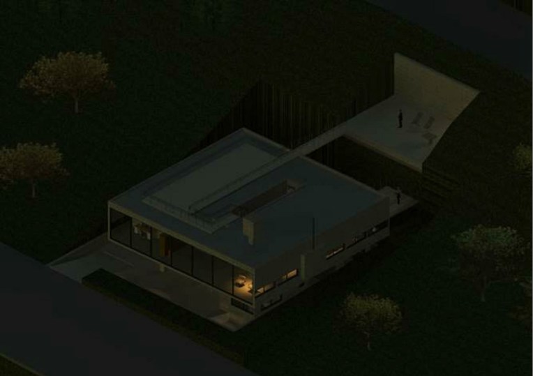 12 Perspectiva Exterior Sur - Render Nocturno